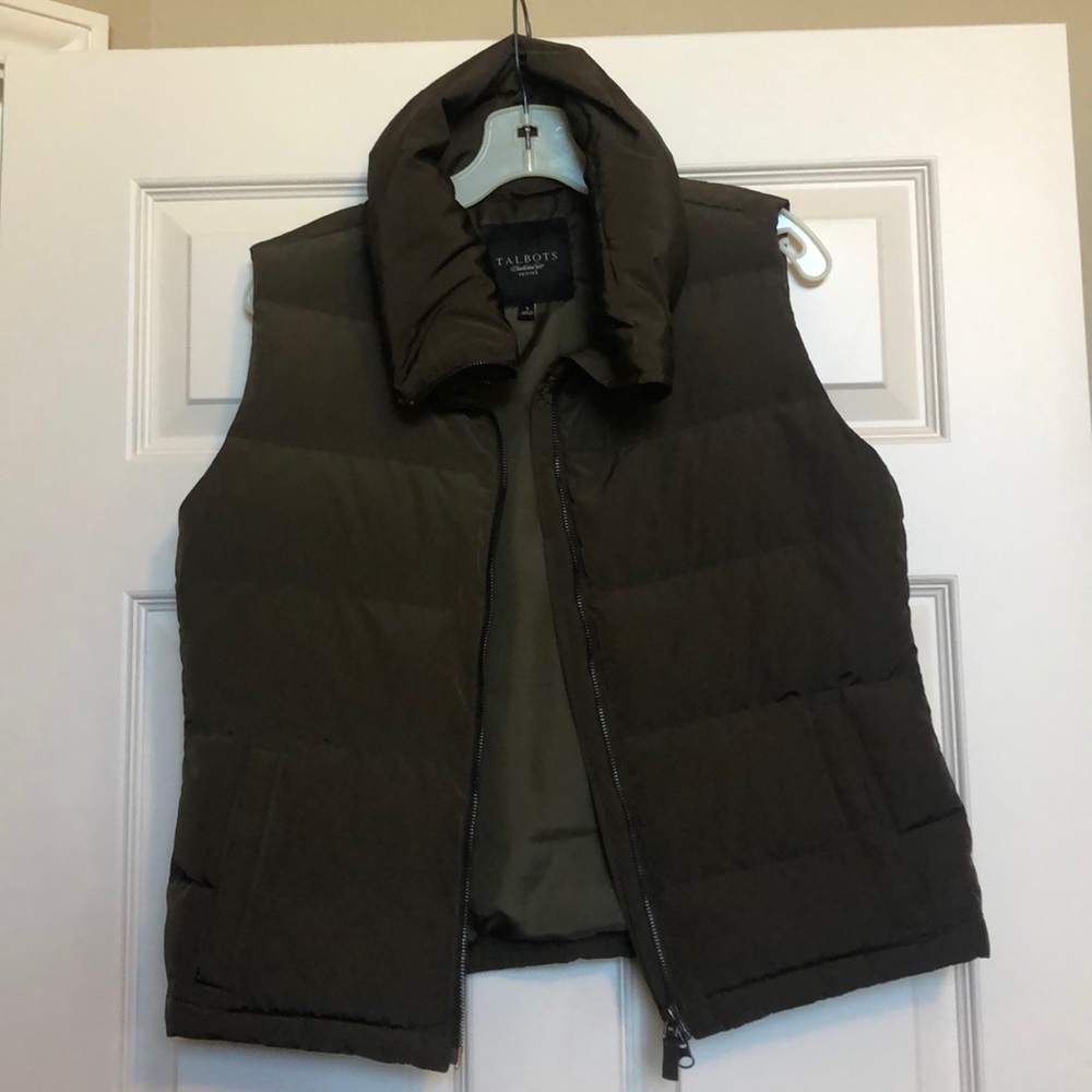 Talbots Petite Dark Olive Green Vest